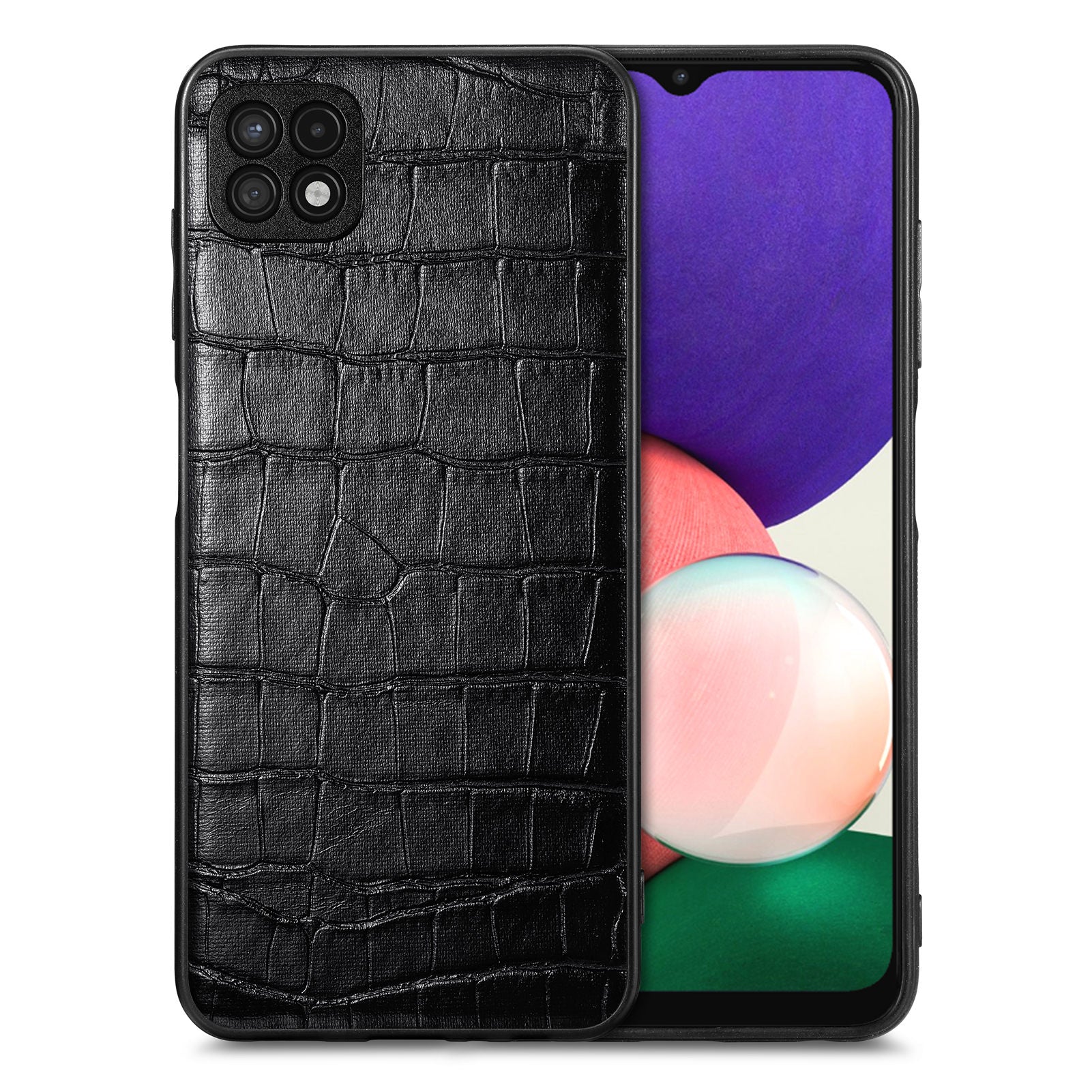 For Samsung Galaxy A22 5G (EU Version) Crocodile Texture PU Leather Coated TPU Cover Precise Cutout Phone Case For Samsung Galaxy A22 5G (EU Version) Crocodile Texture PU Leather Coated TPU Cover Precise Cutout Phone Case